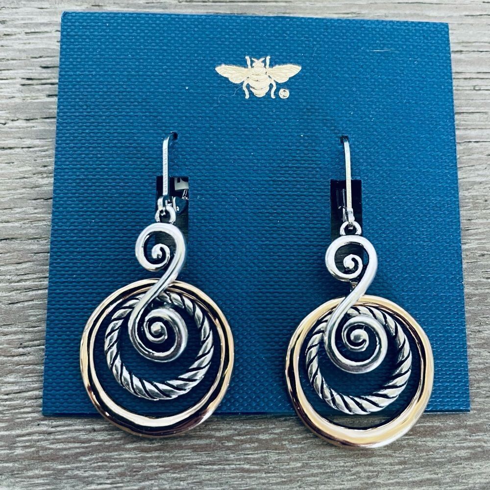 Silver & Gold Two-Tone Swirl Scroll Earrings